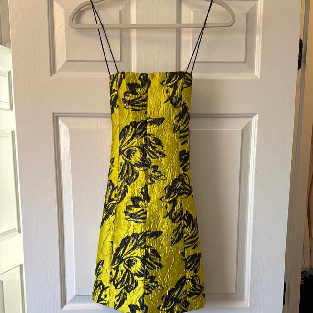 Alice + Olivia Yellow and Black Floral Dress